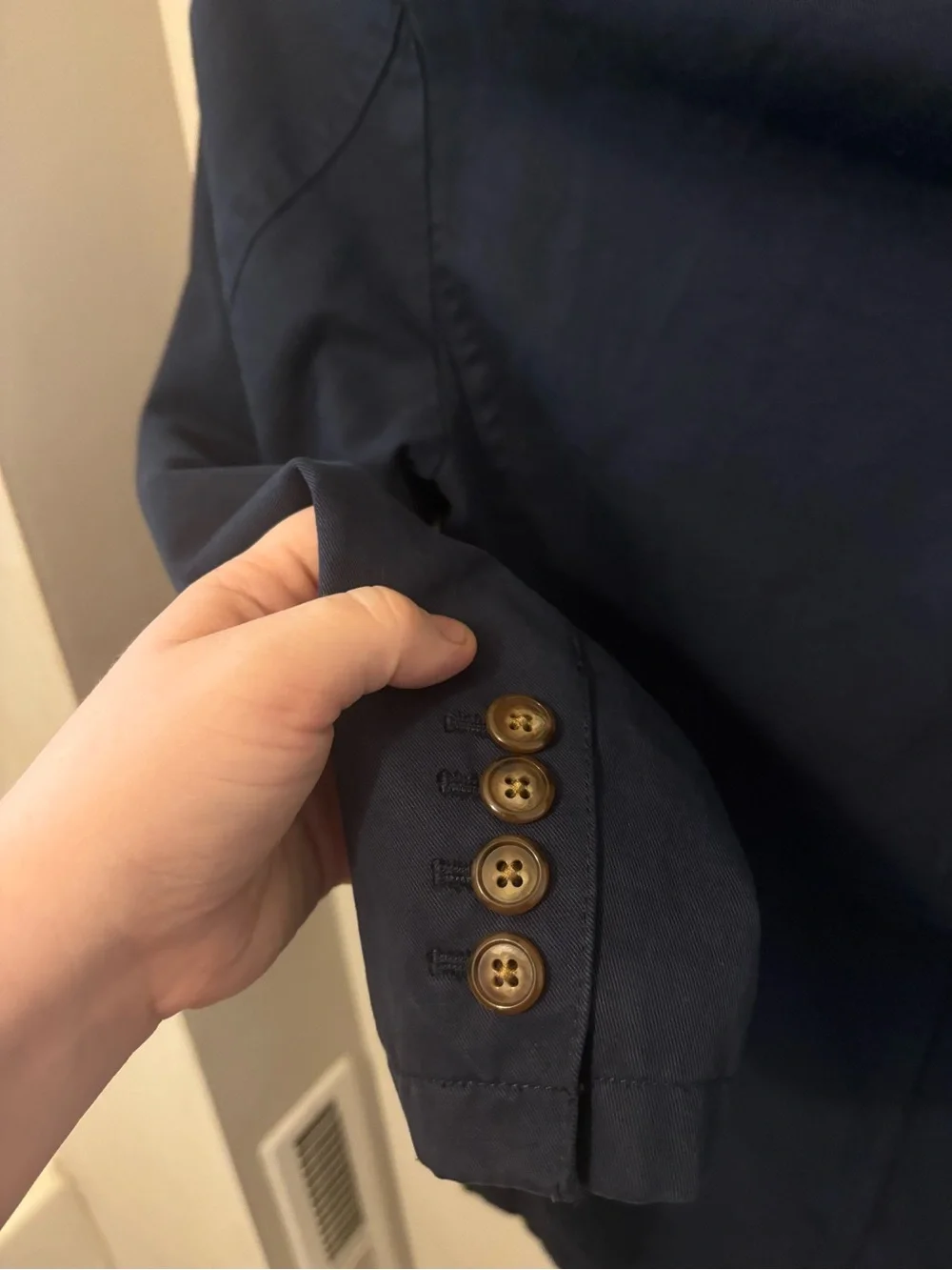 J Crew Garment Dyed Cotton Linen Chino Suit Chore Jacket Blazer Men 36 Navy Blue